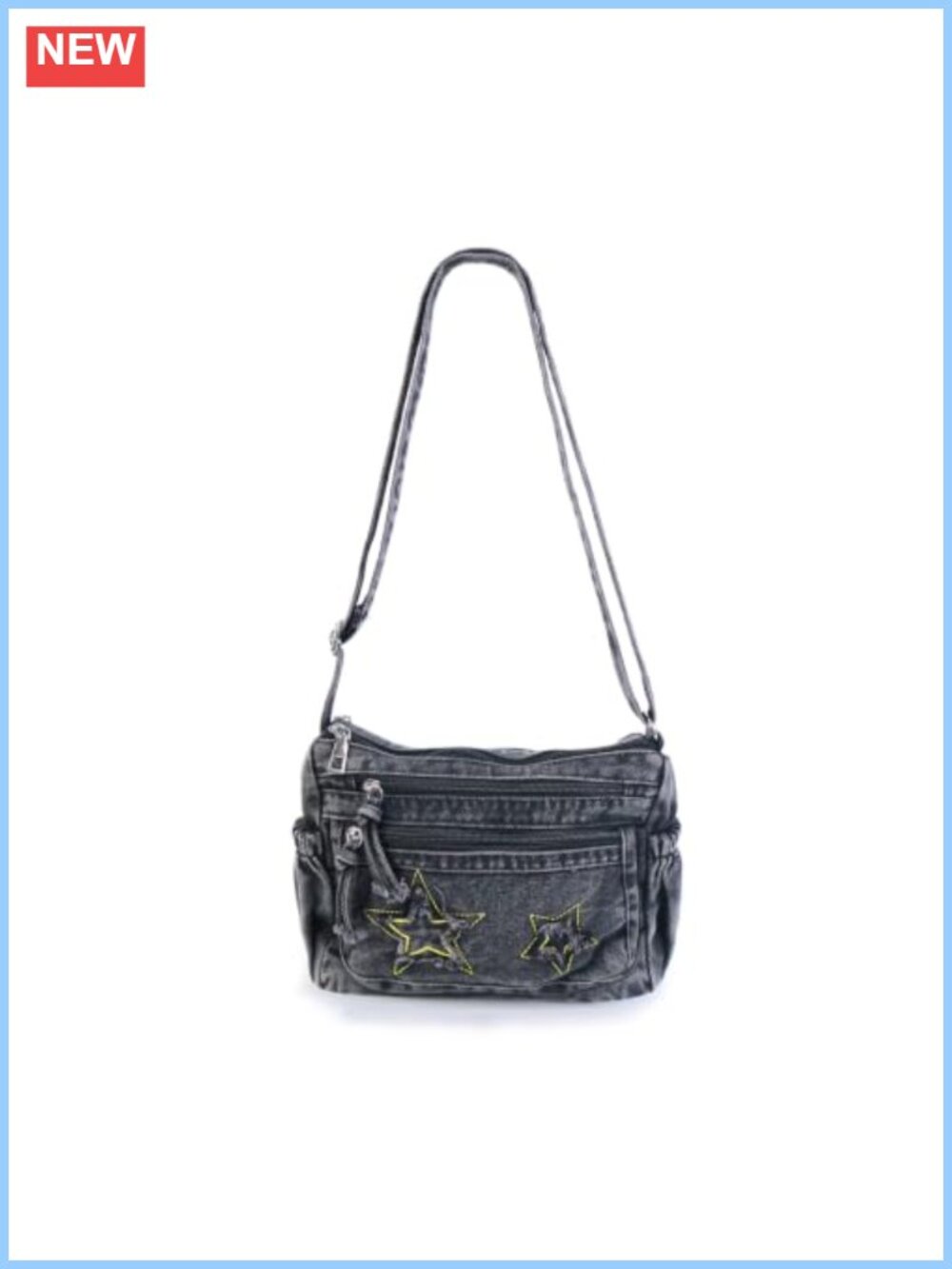 Denim Shoulder Bag Retro Y2K Jean Hobo Purse Star Print Crossbody